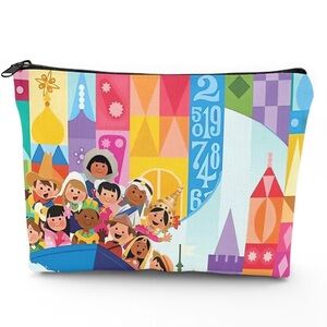 NWT-Disney Fantasyland Small World 9x6 Dual-Sided Artwork Cosmetic Make-Up Bag